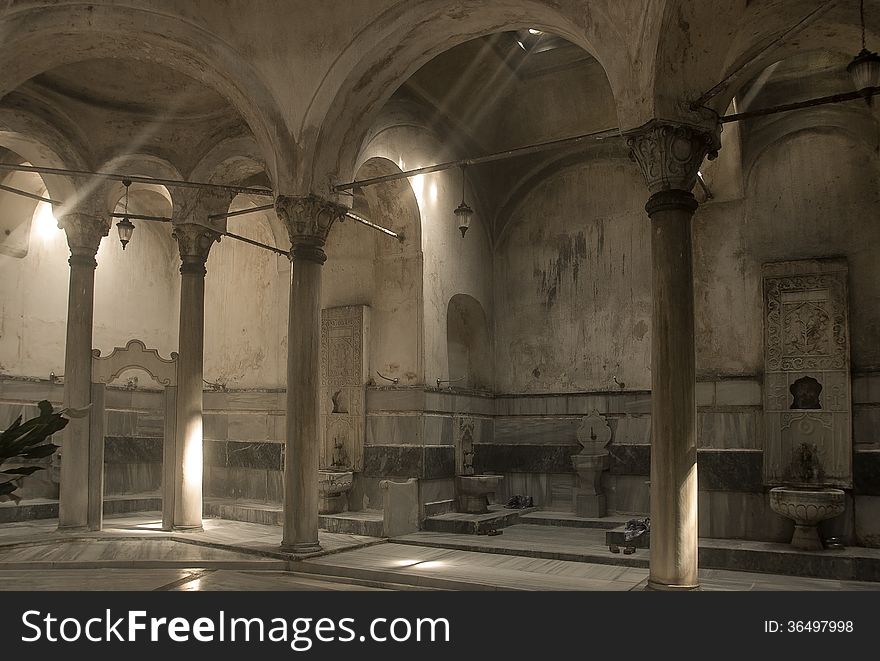 Detail shot of an inside of Turkish hammam in İstanbul,turkey. Detail shot of an inside of Turkish hammam in İstanbul,turkey