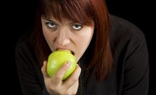 Girl Eating Delicious Green Apple Stock Photos Girl Eating Delicious Green Apple Stock Photos