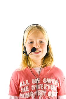 Young Girl With A Headset Stock Images Young Girl With A Headset Stock Images
