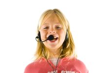Young Girl With A Headset Royalty Free Stock Image Young Girl With A Headset Royalty Free Stock Image