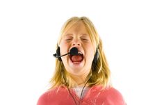 Young Girl With A Headset Stock Photography Young Girl With A Headset Stock Photography