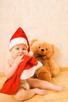 Baby In Christmtas Hat Royalty Free Stock Images Baby In Christmtas Hat Royalty Free Stock Images
