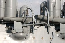 Onboard Gun Of Old Military Cruiser Royalty Free Stock Images Onboard Gun Of Old Military Cruiser Royalty Free Stock Images