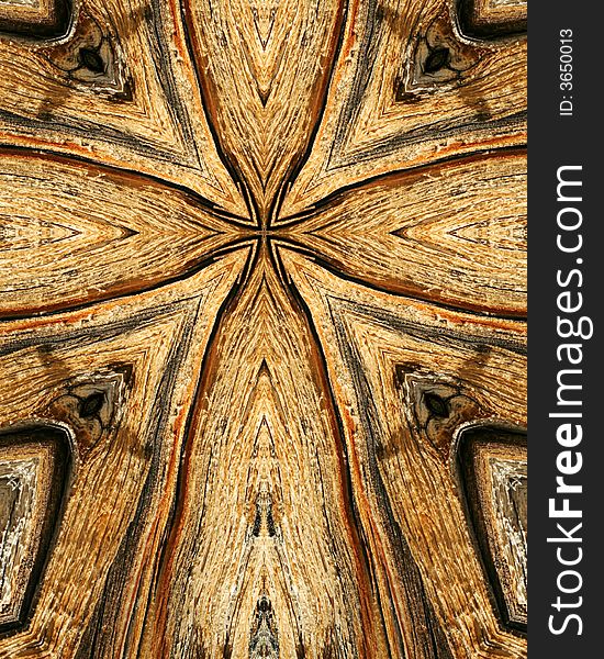 Kaleidoscope cross: wood grains from tree stump. Kaleidoscope cross: wood grains from tree stump