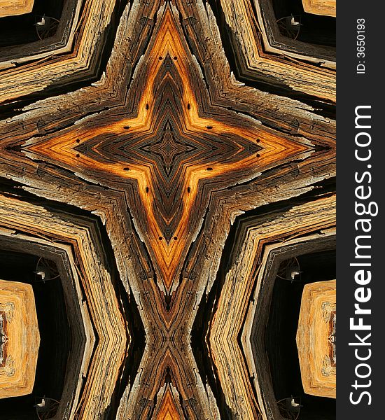 Kaleidoscope cross:  wood grains from tree stump. Kaleidoscope cross:  wood grains from tree stump