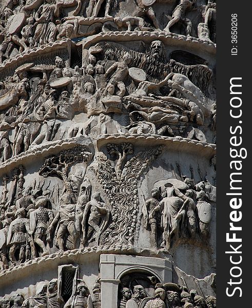 Close Up Of Carved Roman Doric Column