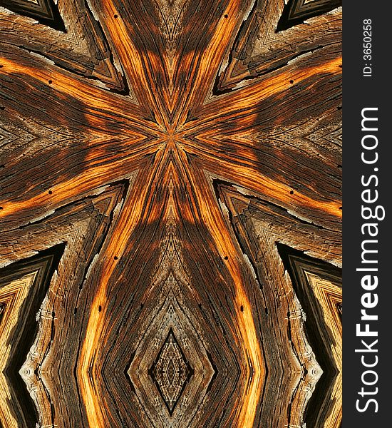 Kaleidoscope cross:  wood grains from tree stump. Kaleidoscope cross:  wood grains from tree stump