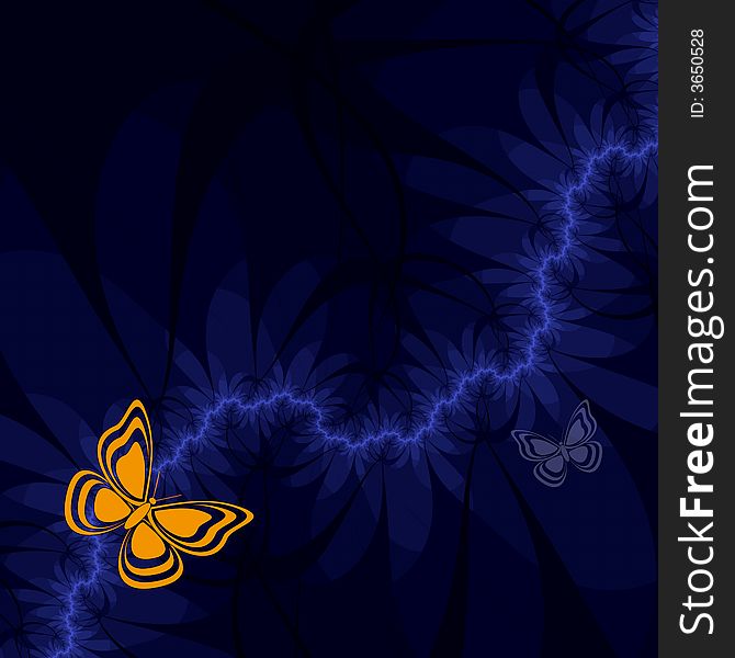 Butterflies under thunderstorm in dark night. Butterflies under thunderstorm in dark night