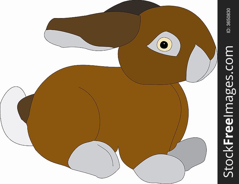 A brown bunny with whitish feat, ears, and tail illustration. A brown bunny with whitish feat, ears, and tail illustration.