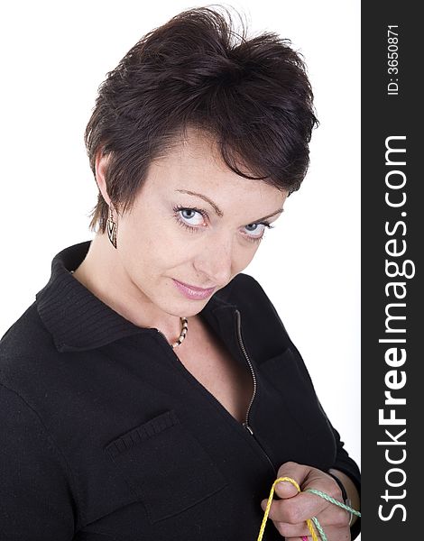 Woman with shopping bags over white background. Woman with shopping bags over white background