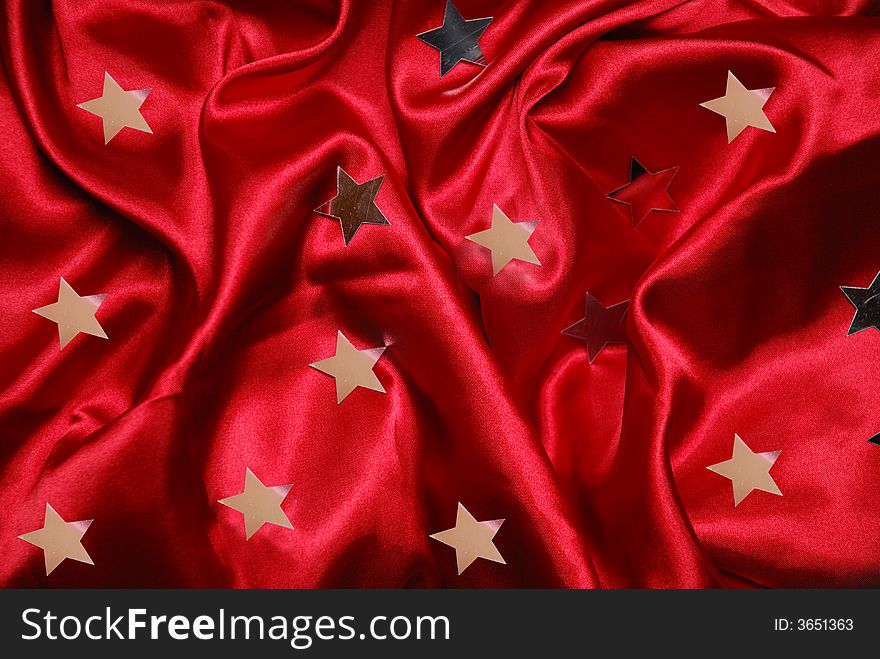 Christmas red sateen with stars