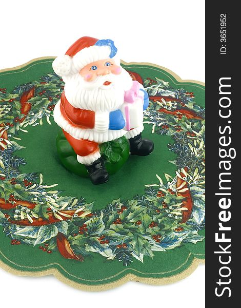 Decoration with santa-claus on white