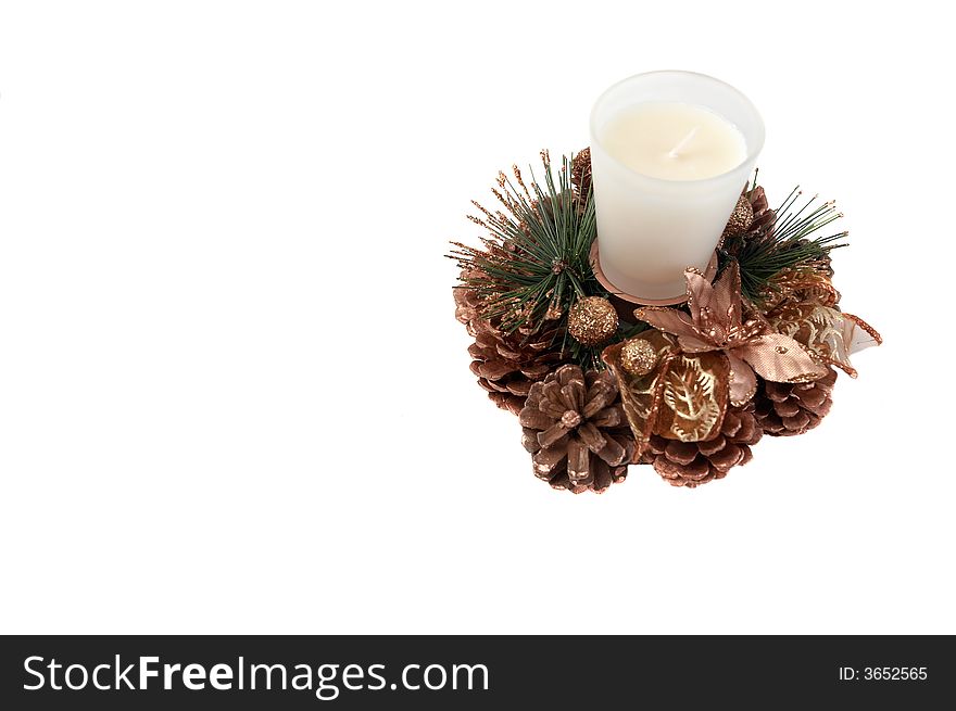 Christmas candle isolated on white