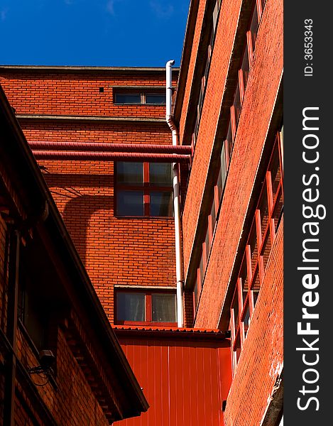Red brick factory and blue sky