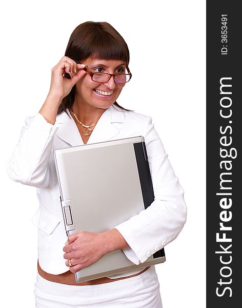 Attractive businesswoman with laptop computer