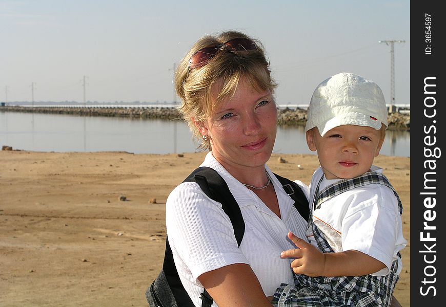 Mother and son enjoying beautiful views