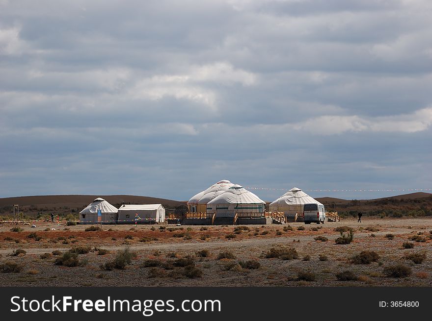 Yurts in the desert