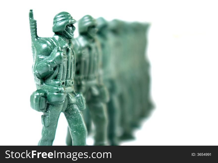 Toy soldier on white background