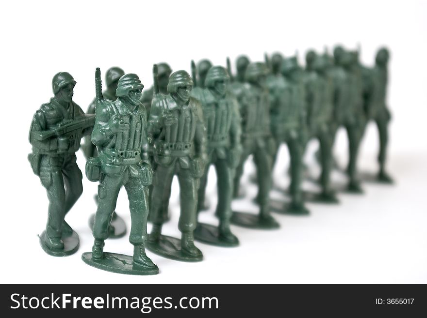 Toy soldier on white background
