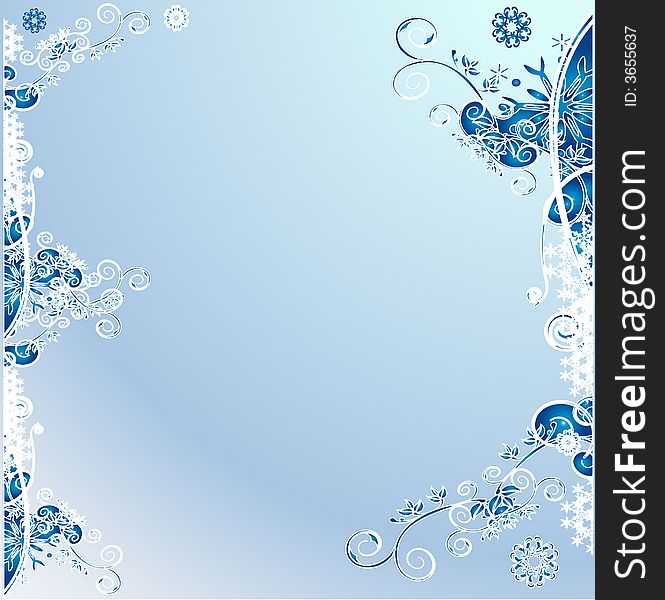 Blue grunge christmas snowflakes floral background. Blue grunge christmas snowflakes floral background