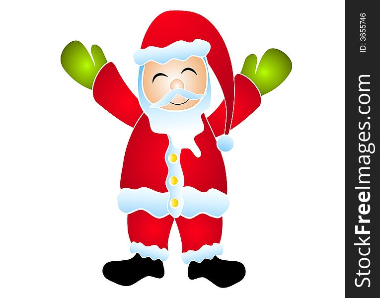 A clip art illustration featuring a simple smiling Santa Claus isolated on white. A clip art illustration featuring a simple smiling Santa Claus isolated on white