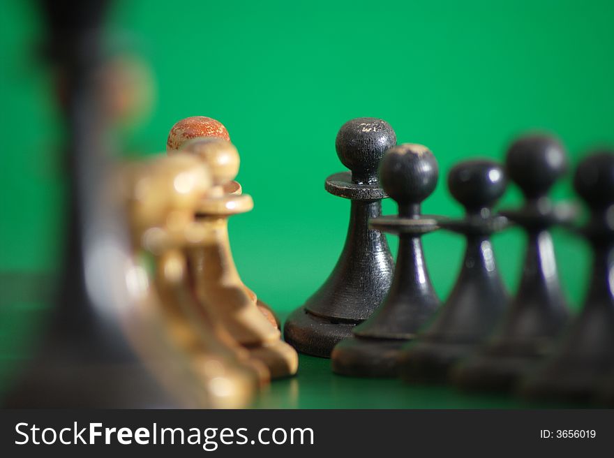 Chess order on green background