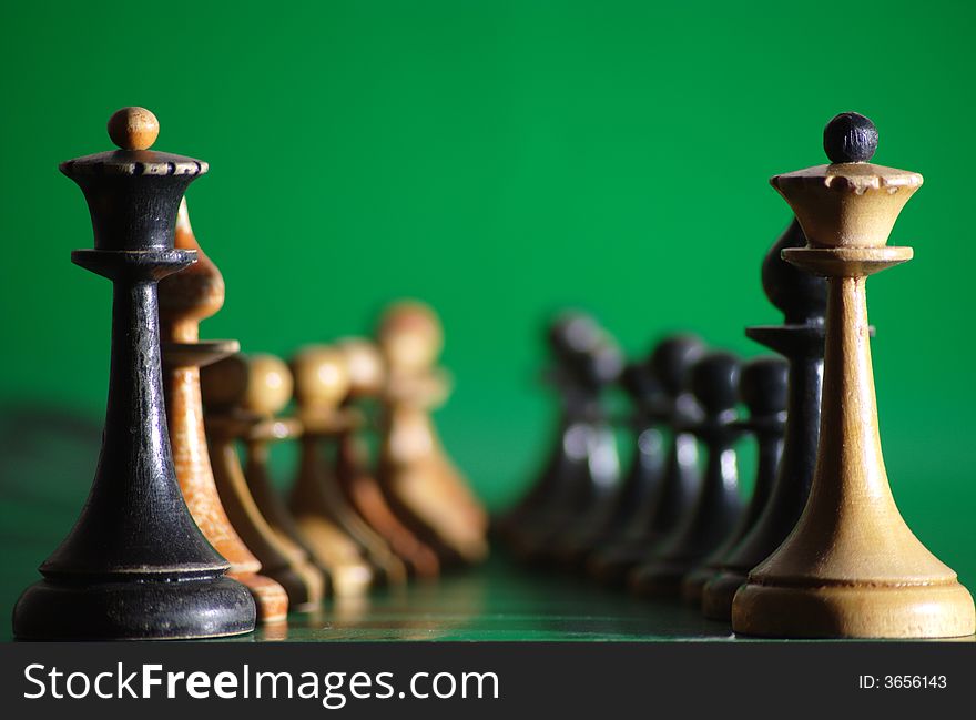 Chess order on green background