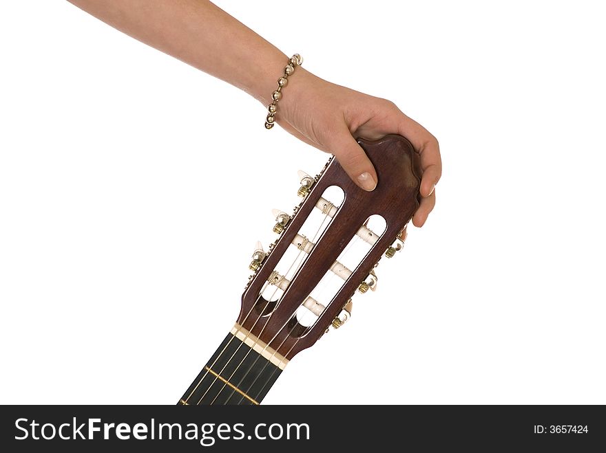 Hand, a large, holding guitars angle. Hand, a large, holding guitars angle