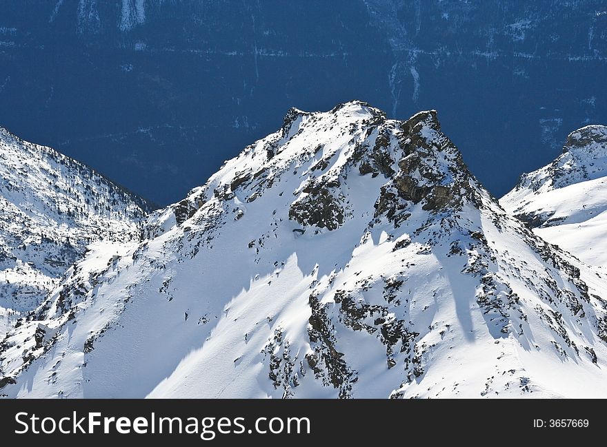 Beautiful view in France. Mountain peaks in the alps. Beautiful view in France. Mountain peaks in the alps