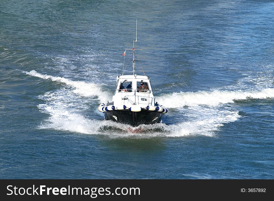 Pilot boat  on the port in italy