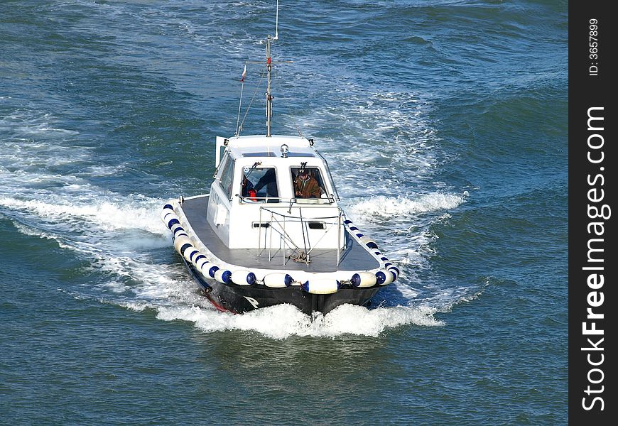 Pilot boat  on the port in italy