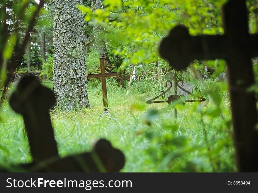 Old graveyard in a forest on an Estonian island. Old graveyard in a forest on an Estonian island