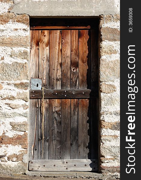 Close up photo of a old wooden door.