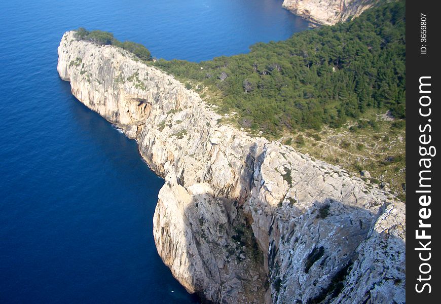 Rocky shore cliff facing sea, Italy,. Rocky shore cliff facing sea, Italy,