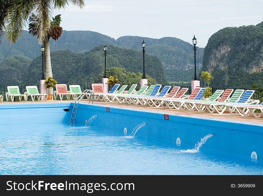 Hotel Pool by the tropical landscape of Pinar del Rio, Cuba. Hotel Pool by the tropical landscape of Pinar del Rio, Cuba