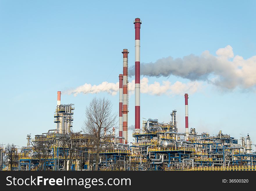 Industrial view of an oil refinery plant on north of Poland. Industrial view of an oil refinery plant on north of Poland