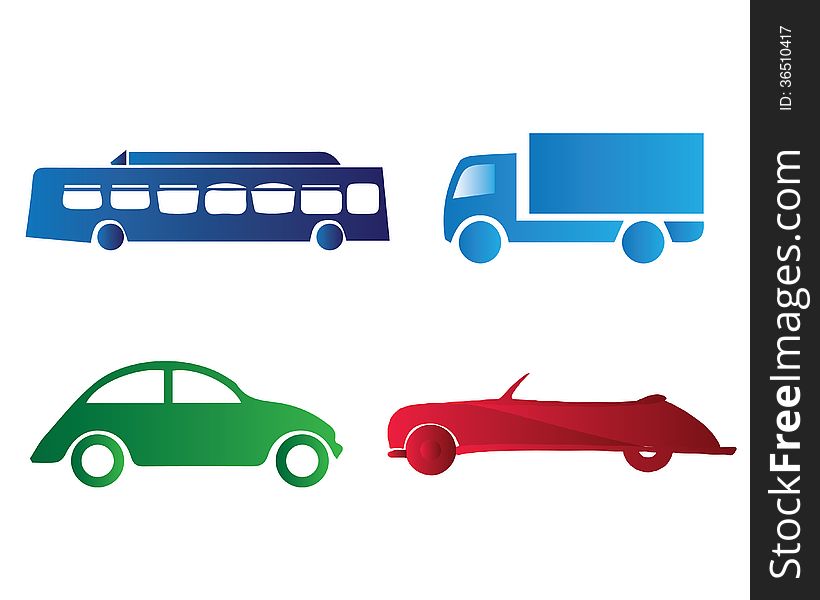 Illustration with different cars, colorful. Illustration with different cars, colorful.