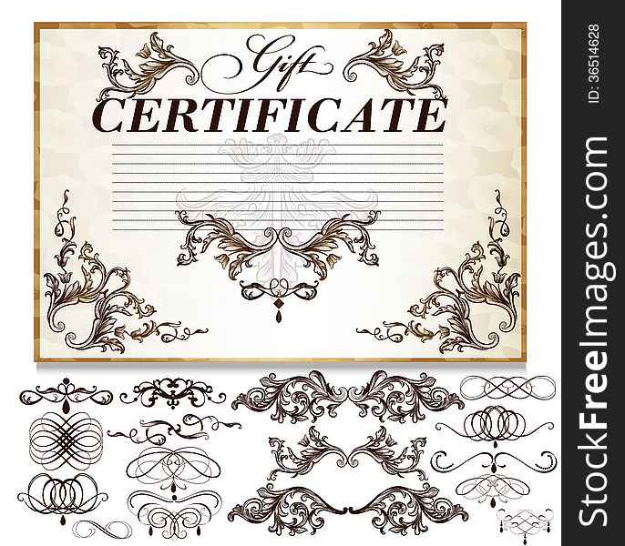 Certificate or coupon for document design. Certificate vector collection. Certificate or coupon for document design. Certificate vector collection