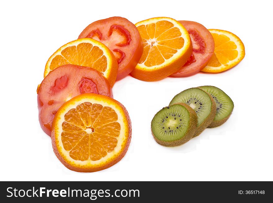 Mix of fruits representing juice varieties. Mix of fruits representing juice varieties