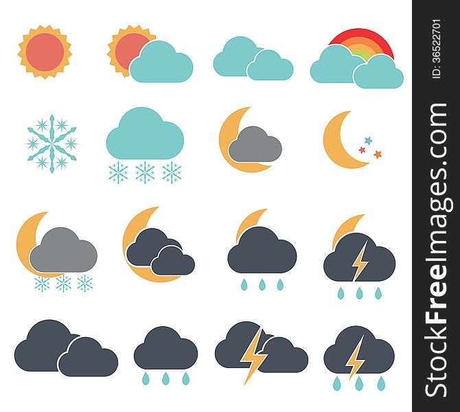 Forecast simple cute icon set