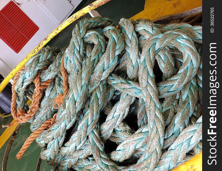 Rope in a big ship during navigation