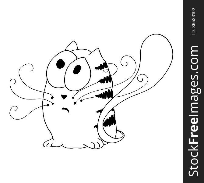 Hand Draw Cat.Sketch. Vector.