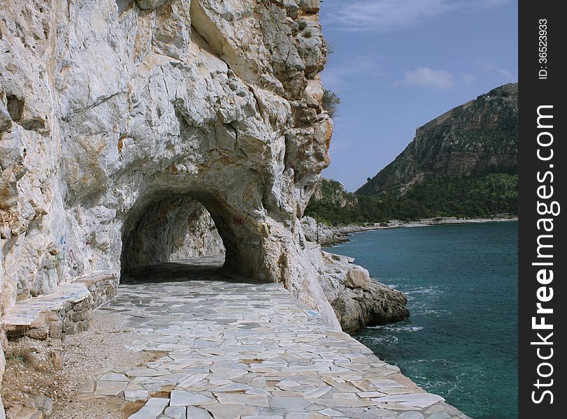 Walking Trail Next To Ocean In Nafplio.