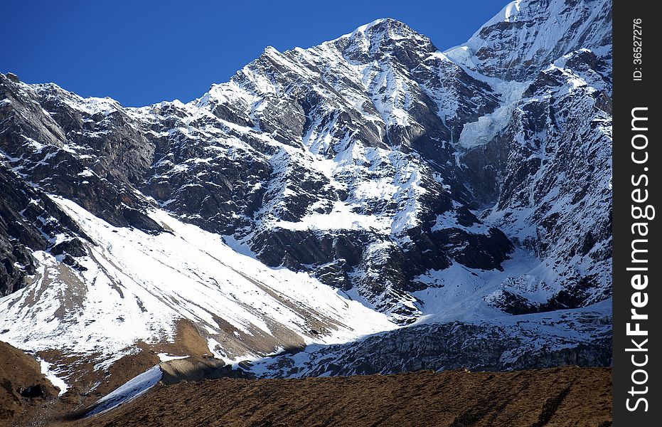 High in the mountains, vegetation is absent