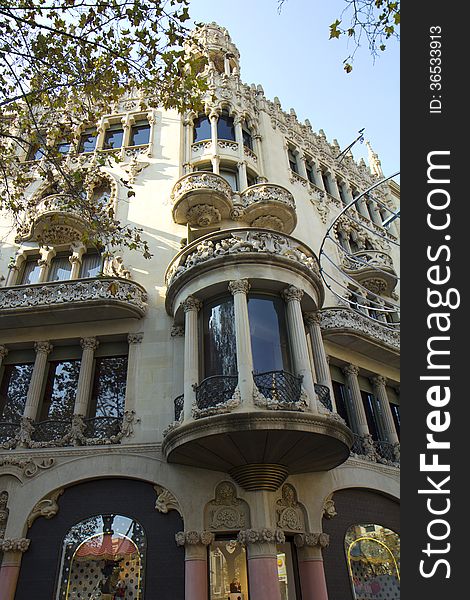 House of Leo Morera (cat. Casa Lleó Morera) - a six-storey residential building in the city of Barcelona is a masterpiece of the Catalan modernism. House of Leo Morera (cat. Casa Lleó Morera) - a six-storey residential building in the city of Barcelona is a masterpiece of the Catalan modernism.