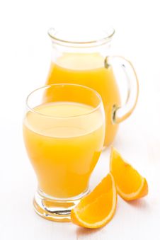 Glass And Jug Of Orange Juice And Fresh Orange Slices Royalty Free Stock Photo Glass And Jug Of Orange Juice And Fresh Orange Slices Royalty Free Stock Photo