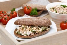 Sandwich Of Rye Bread With Tuna And Homemade Cheese Royalty Free Stock Image Sandwich Of Rye Bread With Tuna And Homemade Cheese Royalty Free Stock Image