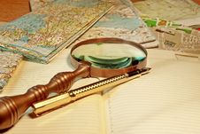 Fountain Pen And Old Magnifying Glass Stock Images Fountain Pen And Old Magnifying Glass Stock Images