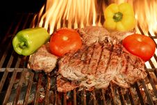 Two Grilled Beef Steaks With Vegetables XXXL Stock Photos Two Grilled Beef Steaks With Vegetables XXXL Stock Photos