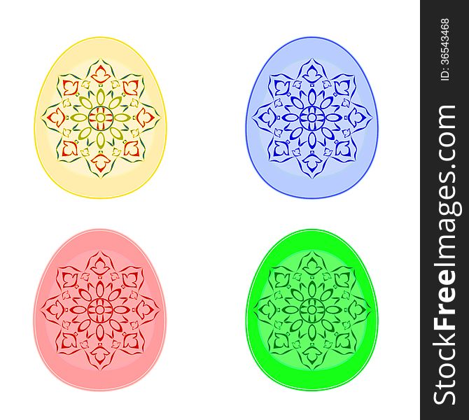 Decorated Easter eggs set with ornamental pattern vector illustration